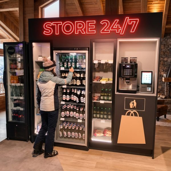 Samoobslužná prodejní stěna pro hotelové lobby